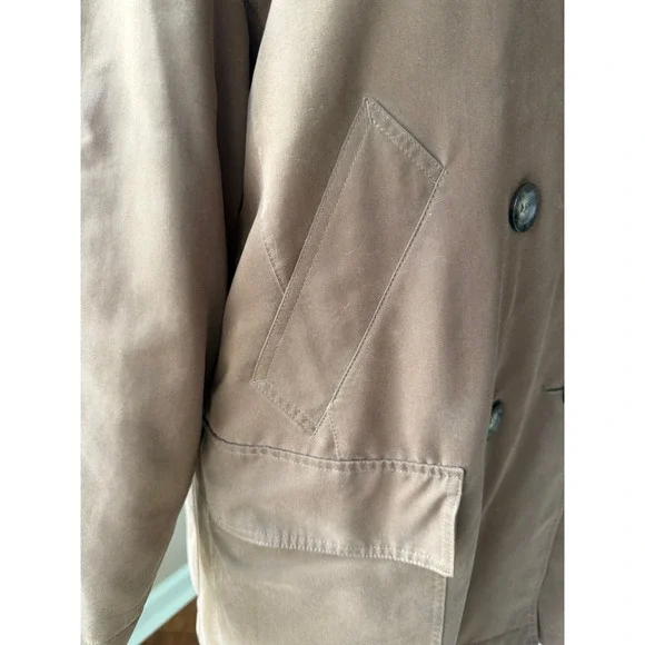 Jones New York Women Double Breasted Brown Cotton Blend Trench Coat Size Medium - Picture 3 of 8